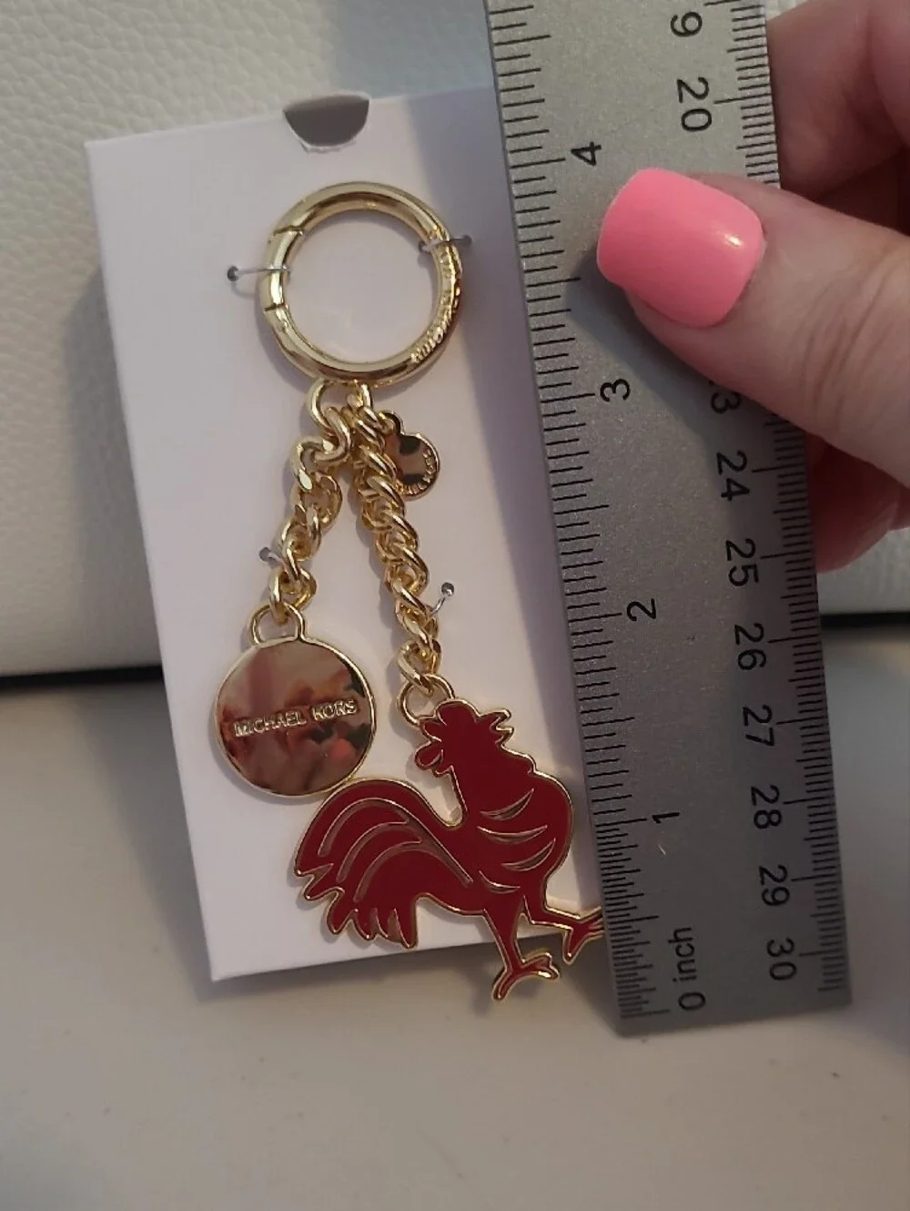 Michael Kors Gold and Red Rooster Charm Key Ring - Picture 2 of 2